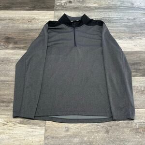 Nike Golf Dri Fit Gray Black Mens L Swoosh Logo Quarter Zip Pullover Performance